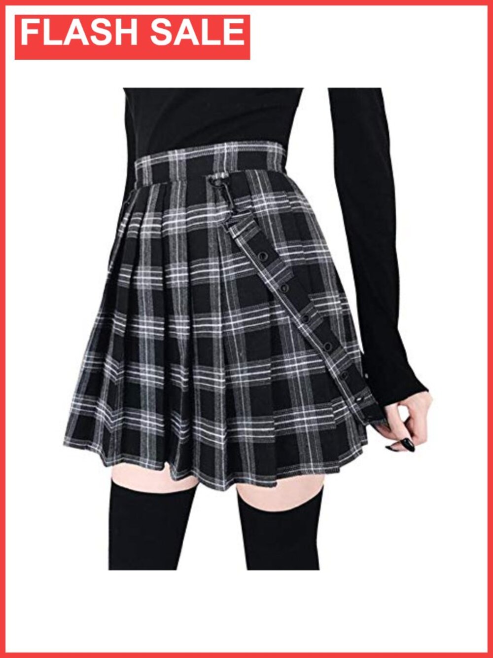 Women's A-Line Plaid Pleated Mini Skirt with Removable Suspenders